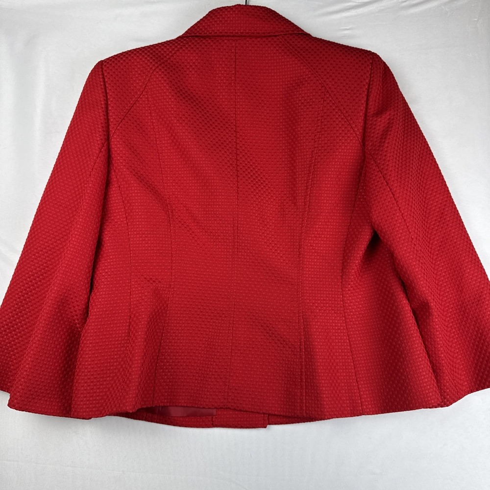 Evan Picone Red‎ Textured Blazer Womens 10 Petite Single Breasted Jacket - Picture 2 of 8